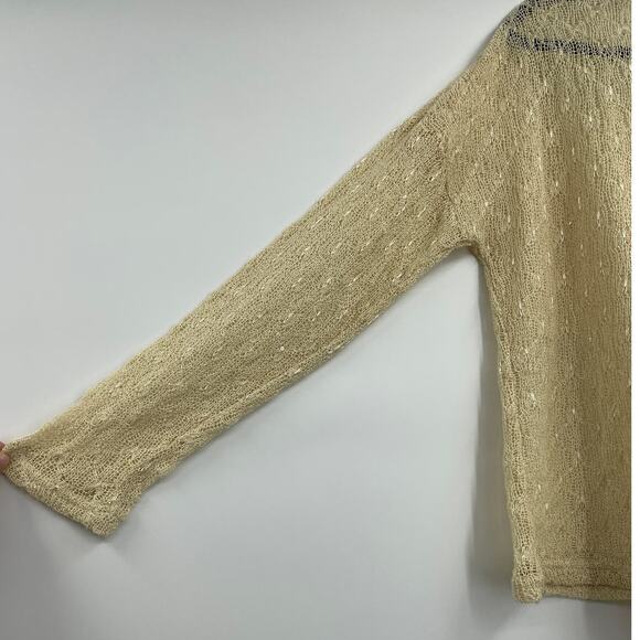 Forever 21 Womens Lace Mesh Knitted Cream Pullover Cover Up Beige Small - Picture 3 of 8